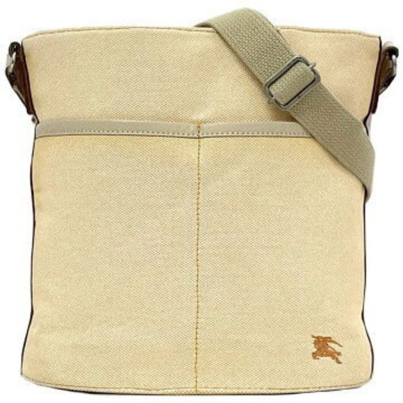 Burberry Shoulder Bag Orange Beige Blue Label Bucket Canvas - Picture 1 of 9
